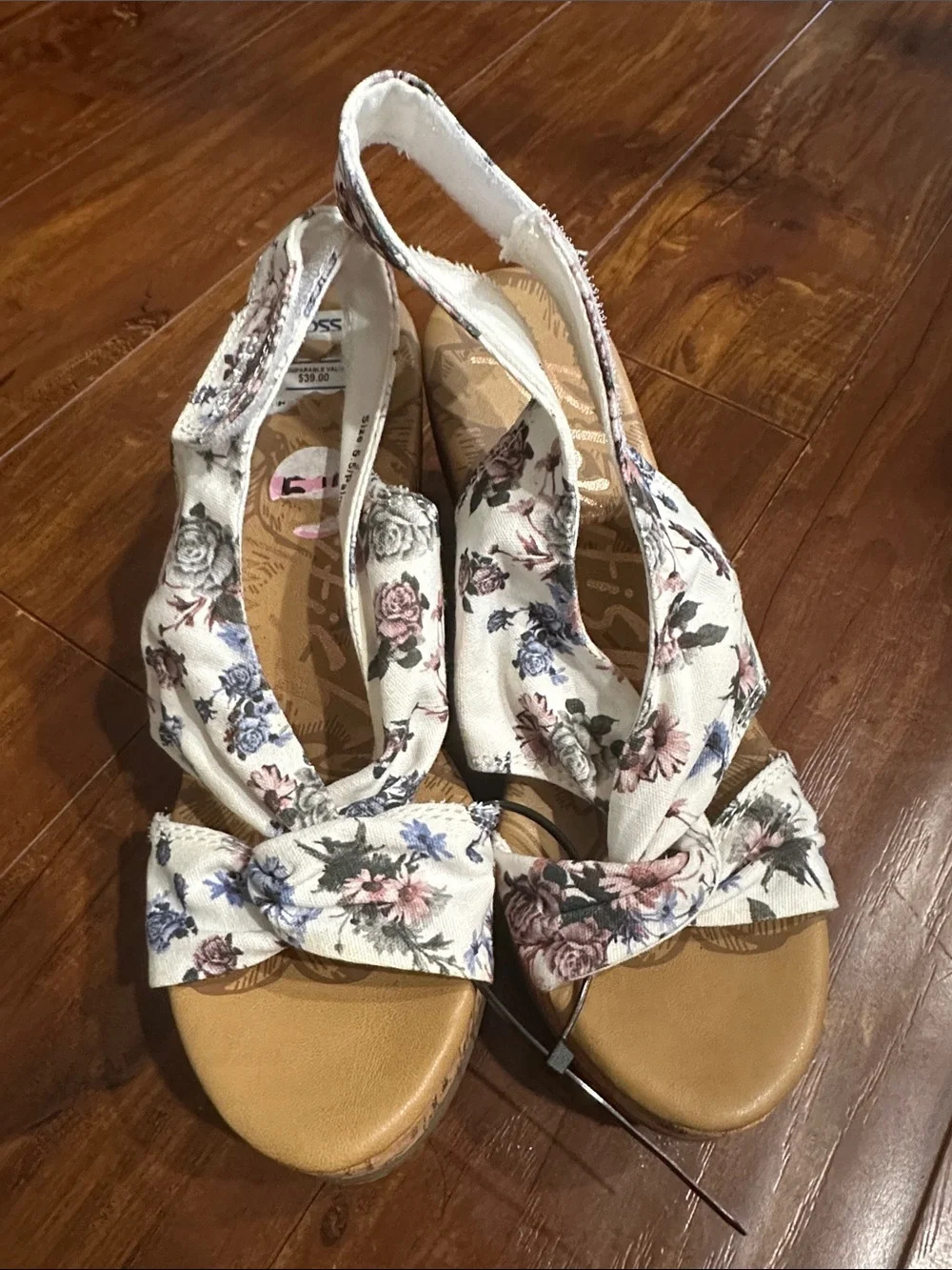 Blowfish Malibu Palmo Floral Cork Wedge Sandals Size 5.5 NWOT